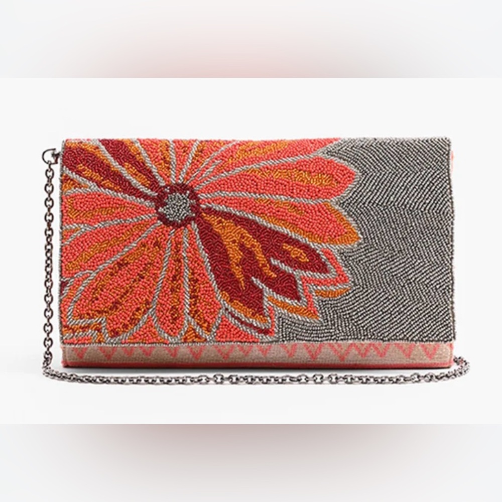 Poppy Floral Beaded Clutch